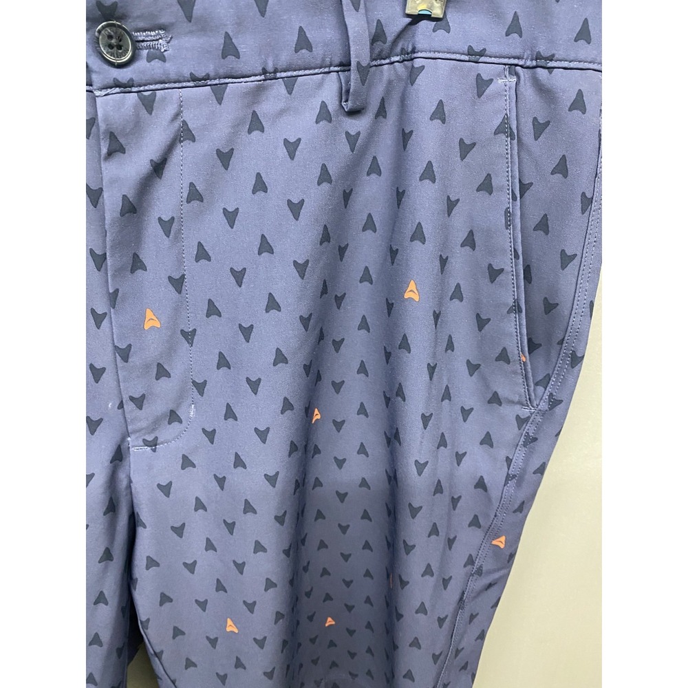 Greg Norman Chino Shorts Mens 36 Blue Geometric Stretch Golf Performance Tennis - Picture 9 of 10